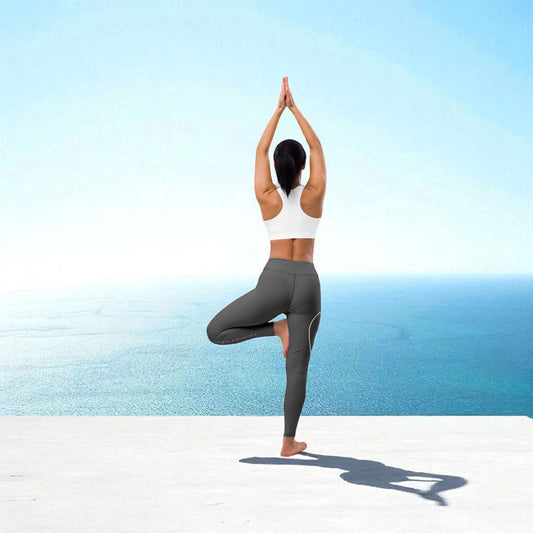 „Goldsein Yoga Leggings Drop Grey – formstabile Leggings mit super Tragegefühl in elegantem Grau.“ back 1