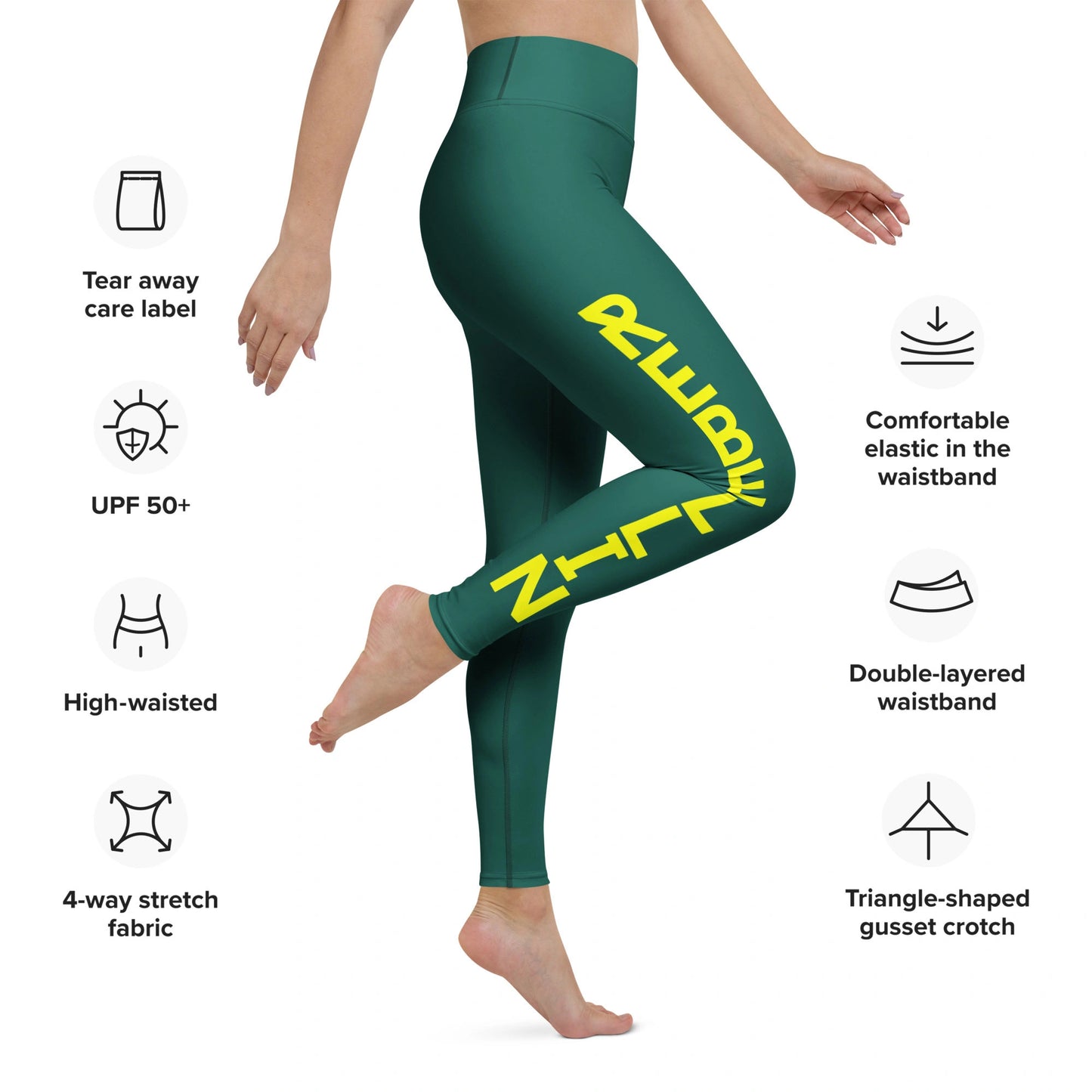 Die goldsein "Rebellin" Leggings (Grün) ist dehnbar, elastisch und gibt dir volle Energie für jede Übung.