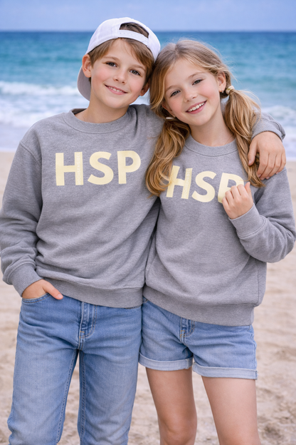 Kinder Sweatshirt grau gelb Mädchen Junge Frontansicht