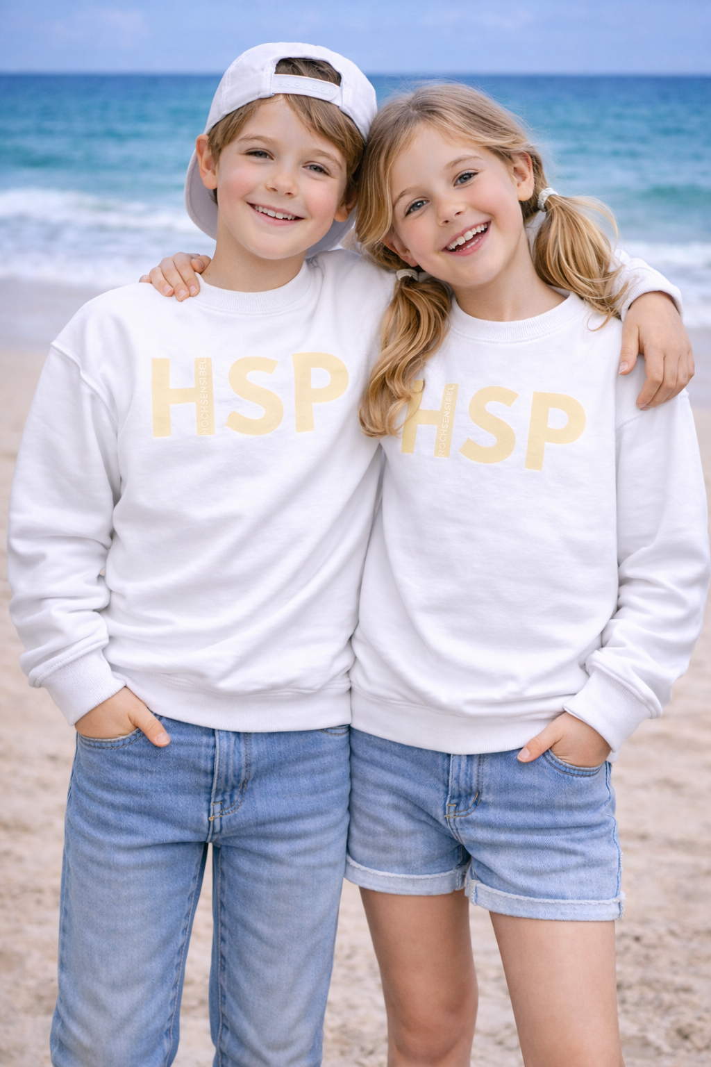 Kinder Sweatshirt weiss gelb Mädchen Junge hsp 