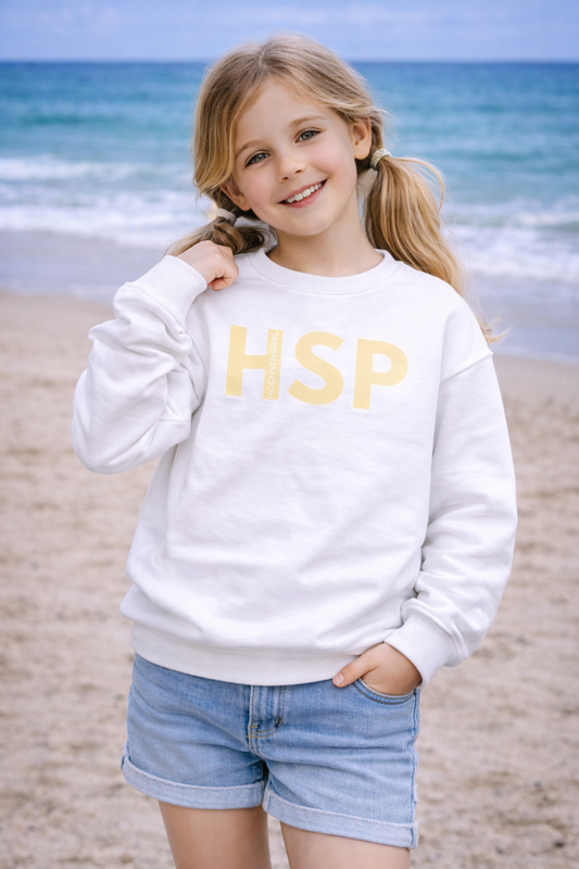 Kinder Sweatshirt weiss gelb Frontansicht hsp Mädchen