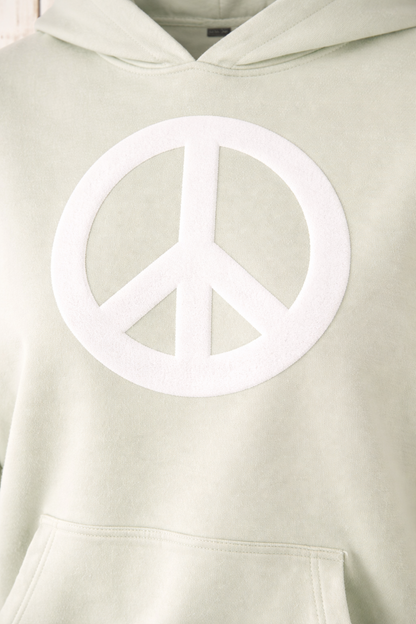 Hoodie Peace Flockprint Mint