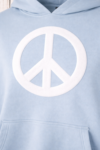 Hoodie Peace Flockprint blau
