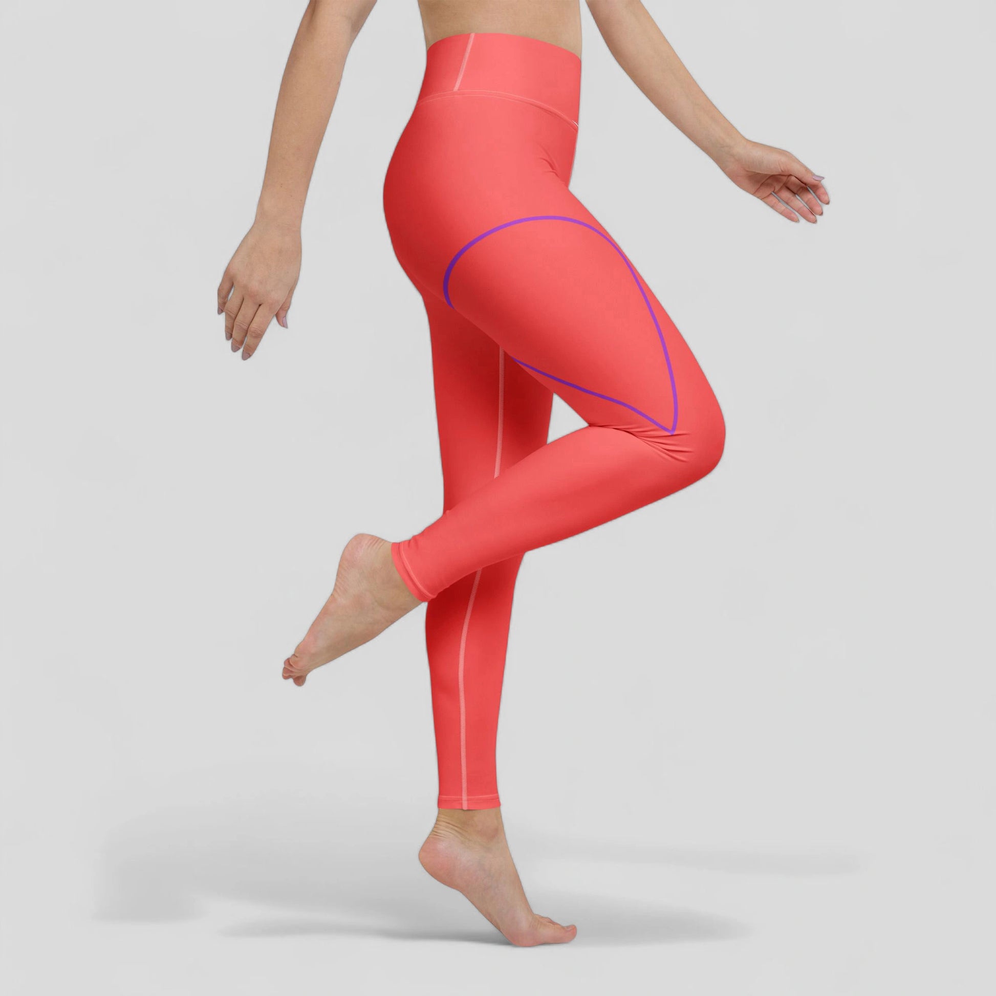 „Goldsein Yoga-Leggings in Koralle mit Drop-Design –unterstützt dich bei jedem Workout."detail1