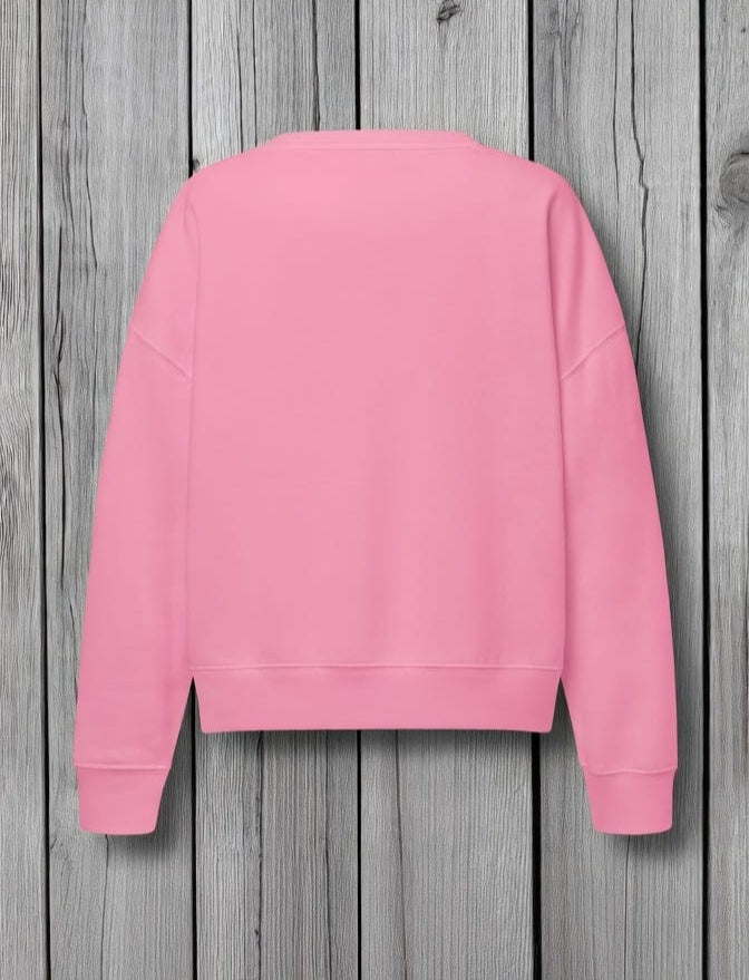 Damen Sweatshirt Bio Baumwolle Rückenansicht Detail liegend 
