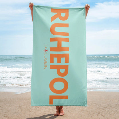 Das sommerliche goldsein Handtuch "Ruhepol". Hochwertig, weich und ideal für den Strand.