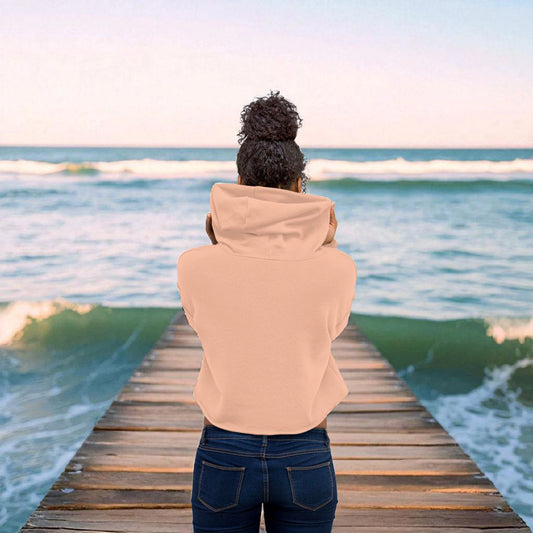 „Goldsein Damen-Crop-Hoodie ‚Fearless‘ Peach, besonders, unverwechselbar.“rückansicht