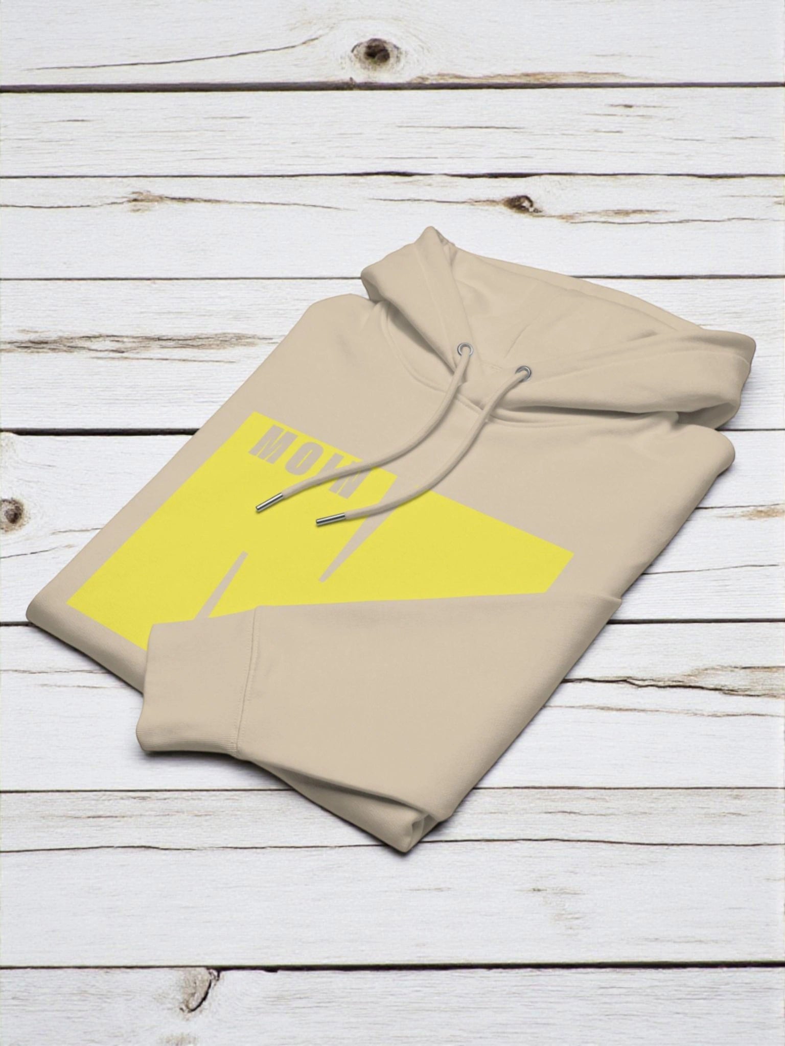 „Goldsein Herren-Hoodie ‚Moin‘ Sand/Gelb, bequemer Wohlfühl-Stil.“detail