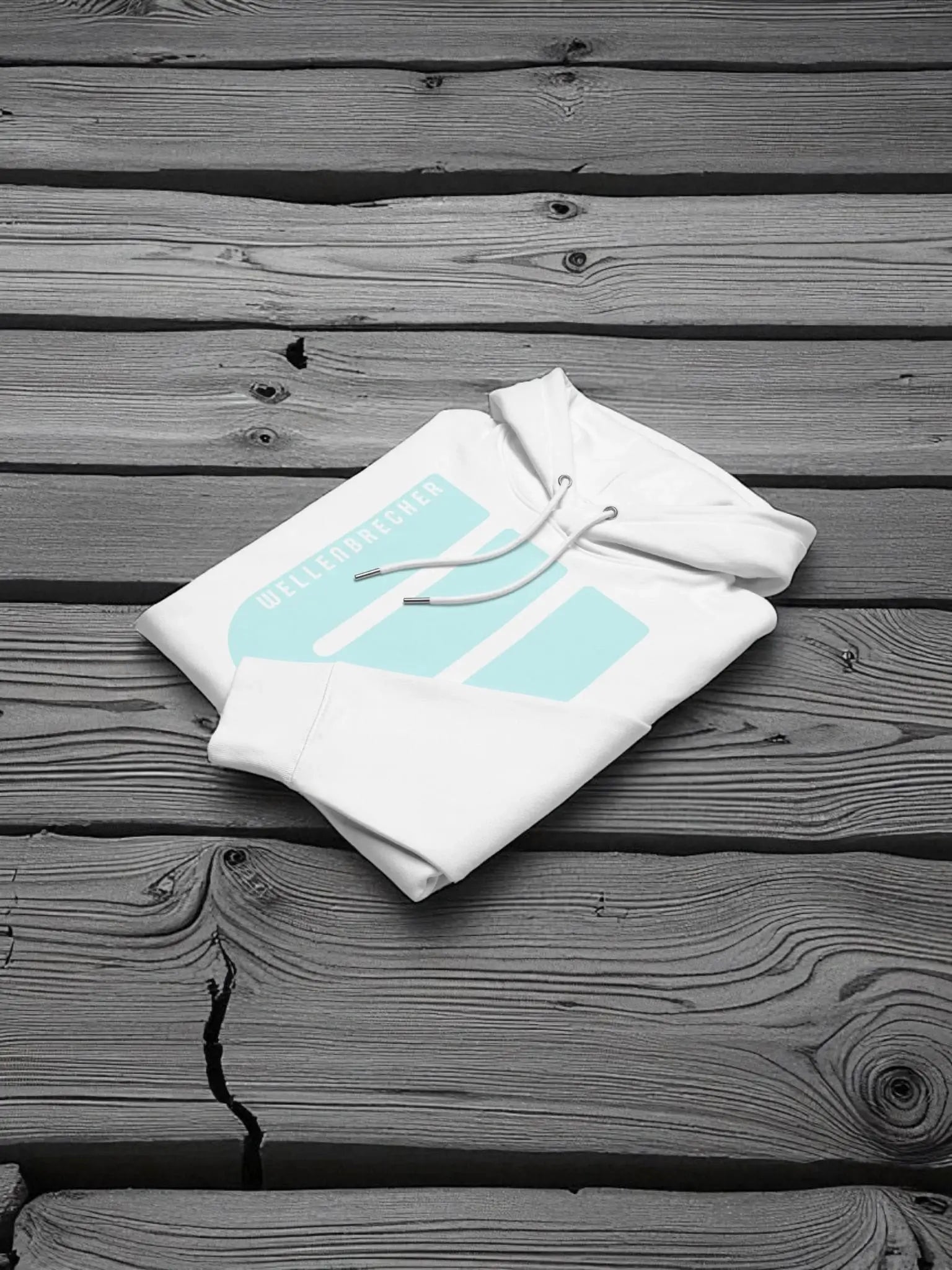 „Goldsein Herren-Hoodie ‚Wellenbrecher‘ Weiß/Blau, angenehm, Wohlfühl-Tragegefühl.“detail2