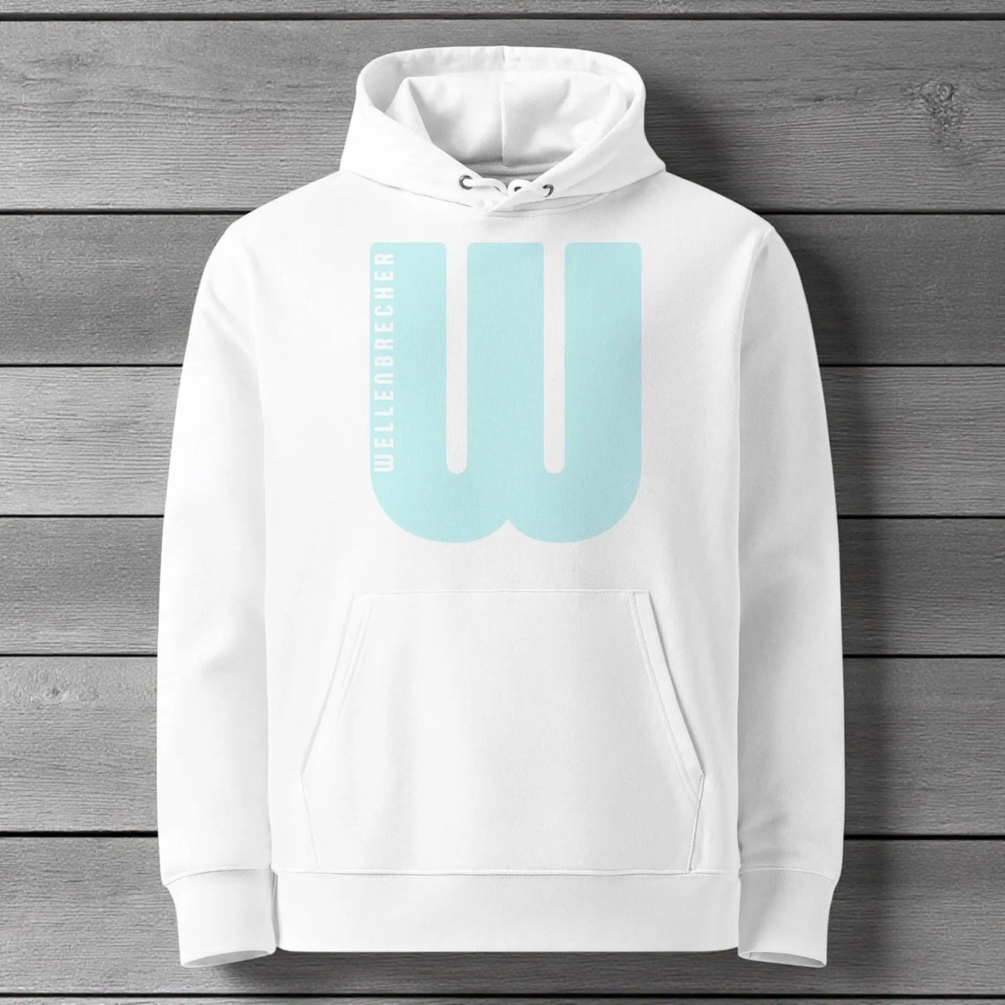 „Goldsein Herren-Hoodie ‚Wellenbrecher‘ Weiß/Blau, angenehm, Wohlfühl-Tragegefühl.“ detail