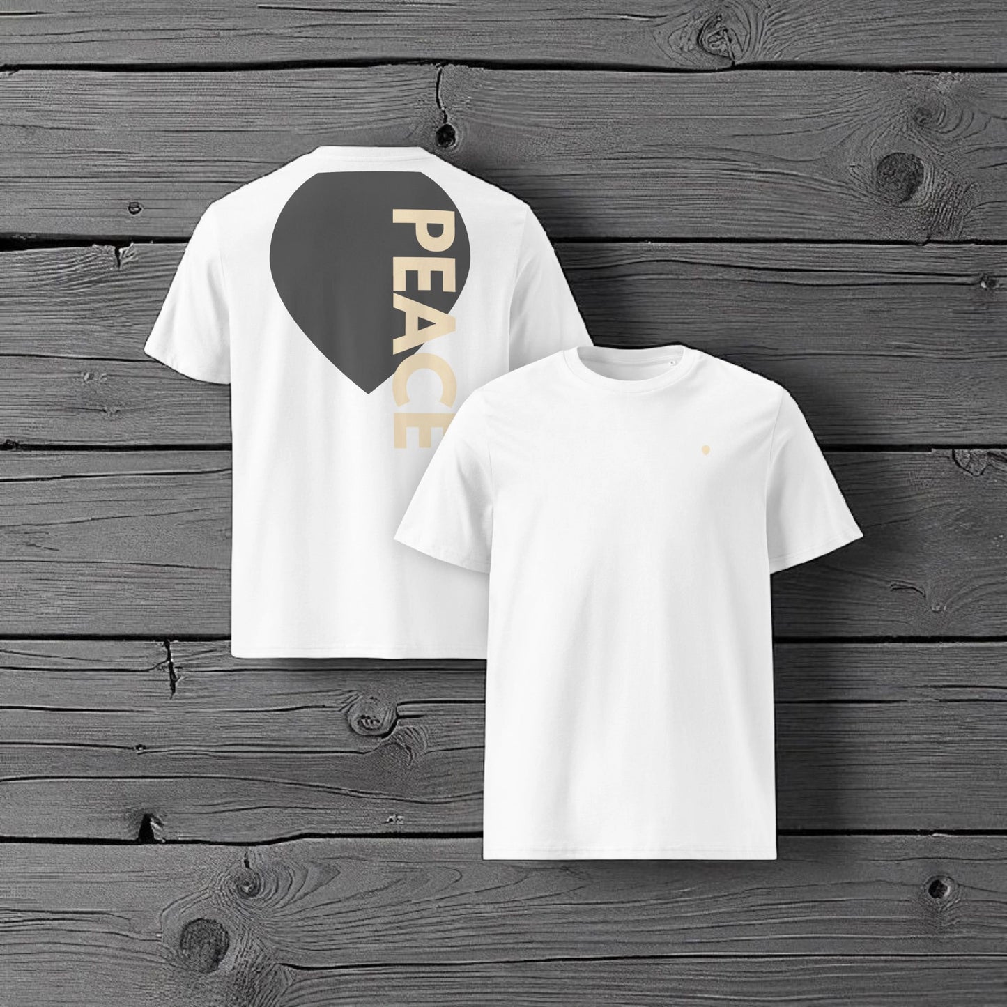 „Goldsein Herren Bio-Baumwoll T-Shirt ‚Peace‘ Weiß/Grau, sportlicher Stil.“3