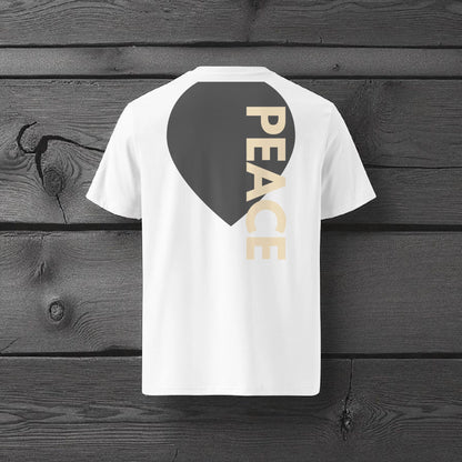 „Goldsein Herren Bio-Baumwoll T-Shirt ‚Peace‘ Weiß/Grau, sportlicher Stil.“4