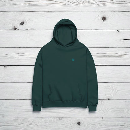 „Goldsein Oversize Herren-Hoodie ‚Unique‘ Grün/Türkis, angenehm, einzigartig, Wohlfühl-Tragegefühl.“detail2