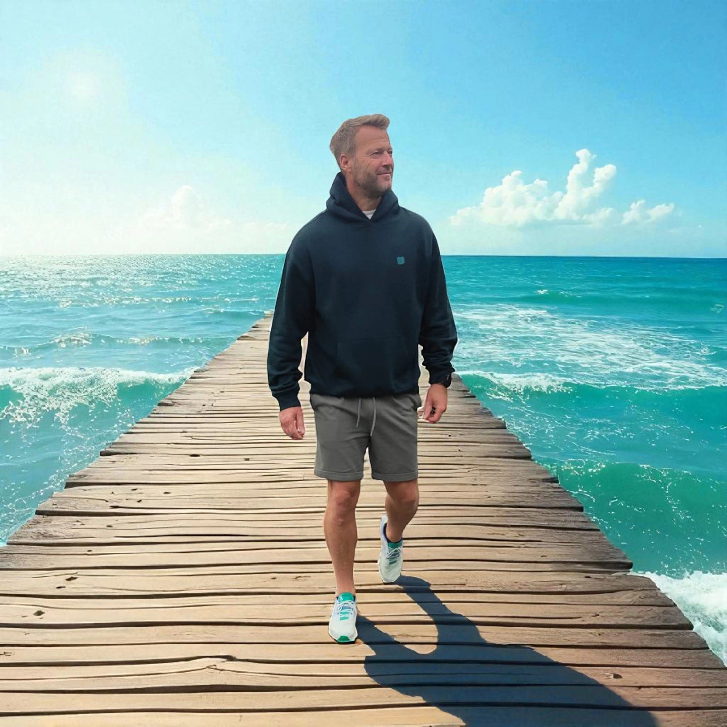 „Goldsein Oversize Herren-Hoodie ‚Unique‘ Grün/Türkis, angenehm, einzigartig, Wohlfühl-Tragegefühl.“1