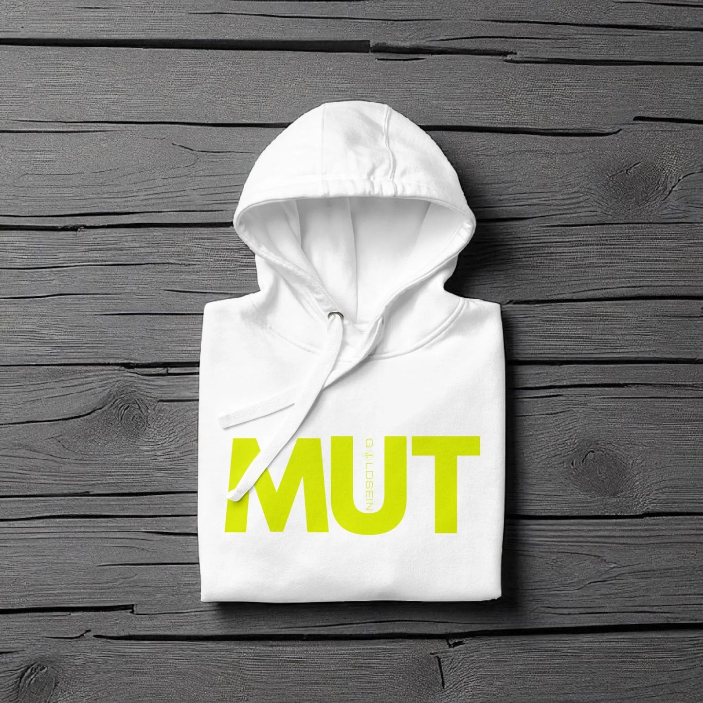 Praktischer goldsein Hoodie "Mut". Anschmiegsam, weich und aus hochwertigem Material.