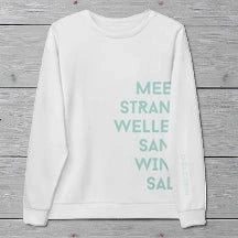 „Goldsein Woman Sweatshirt ‚Sea Waves‘ in Weiß, Türkis und Mint – inspiriert von Seeliebe und Wasser.“detail
