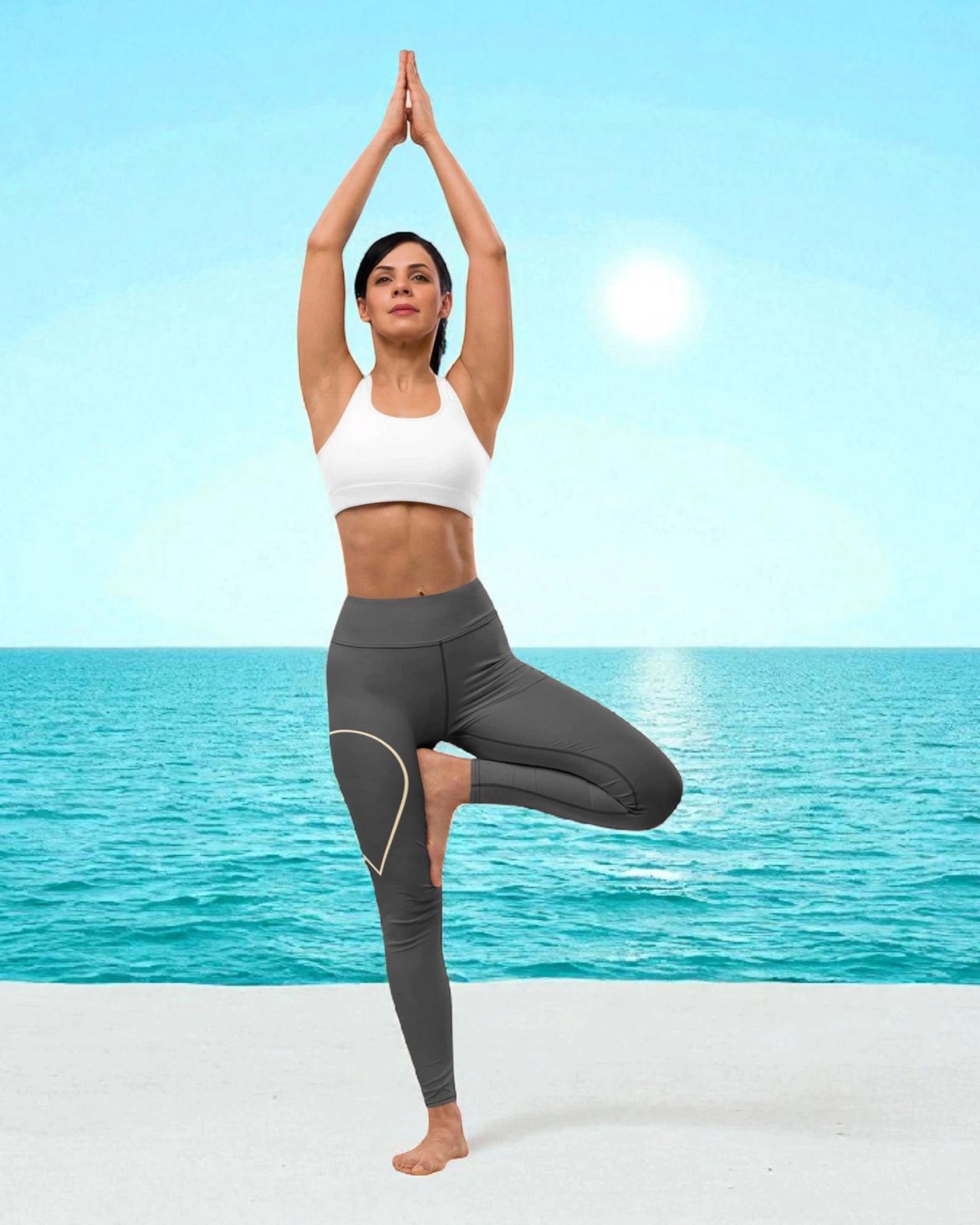 „Goldsein Yoga Leggings Drop Grey – formstabile Leggings mit super Tragegefühl in elegantem Grau.“ front 1